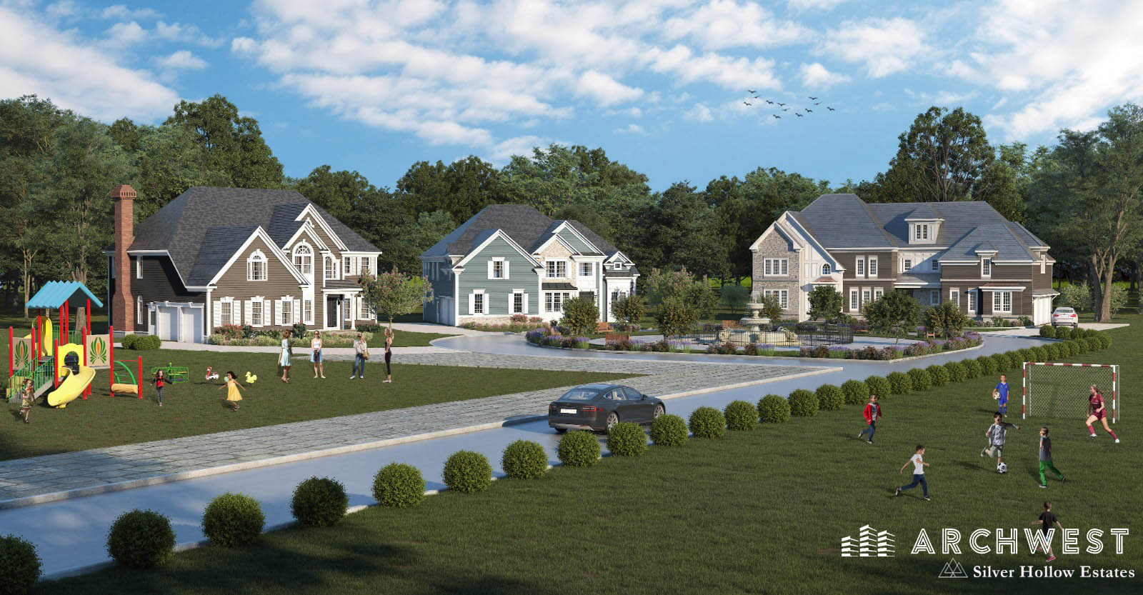 6. 3D Aerial Rendering of Luxury Development, Westborough, Massachusetts, USA